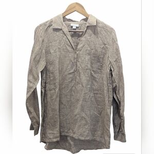 NWT J. Jill Love Linen Light Brown Tunic Shirt Size Small
